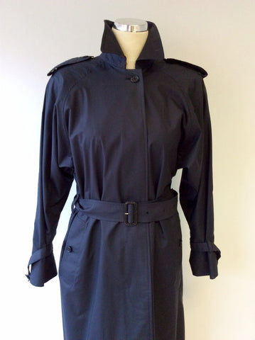 BURBERRY DARK BLUE LONG MAC/TRENCH COAT FIT UK 12/14 - Whispers Dress Agency - Womens Coats & Jackets - 2