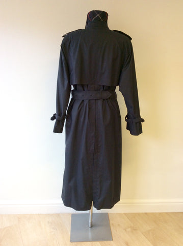 BURBERRY DARK BLUE LONG MAC/TRENCH COAT FIT UK 12/14 - Whispers Dress Agency - Womens Coats & Jackets - 4