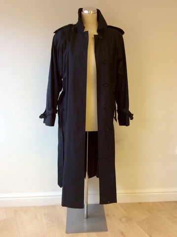 BURBERRY DARK BLUE LONG MAC/TRENCH COAT FIT UK 12/14 - Whispers Dress Agency - Womens Coats & Jackets - 7