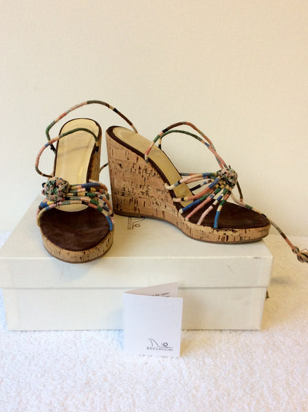 BOCCACCINI MULTI COLOURED WEDGE HEEL SANDALS SIZE 4/37 - Whispers Dress Agency - Womens Wedges - 1