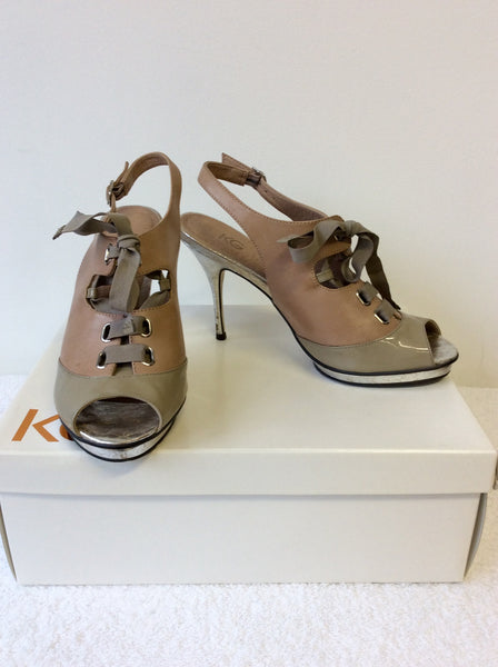 KURT GEIGER NUDE ELMIRA LEATHER PEEPTOE SLINGBACK HEELS SIZE 5/38 - Whispers Dress Agency - Womens Heels - 1