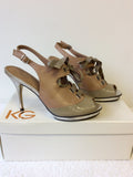 KURT GEIGER NUDE ELMIRA LEATHER PEEPTOE SLINGBACK HEELS SIZE 5/38 - Whispers Dress Agency - Womens Heels - 2
