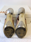 KURT GEIGER NUDE ELMIRA LEATHER PEEPTOE SLINGBACK HEELS SIZE 5/38 - Whispers Dress Agency - Womens Heels - 5