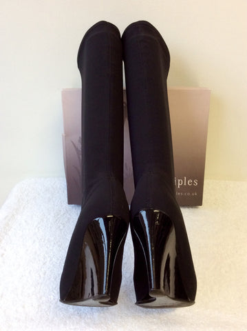 PRINCIPLES BLACK STRETCH WEDGE HEEL BOOTS SIZE 4/37 - Whispers Dress Agency - Sold - 4