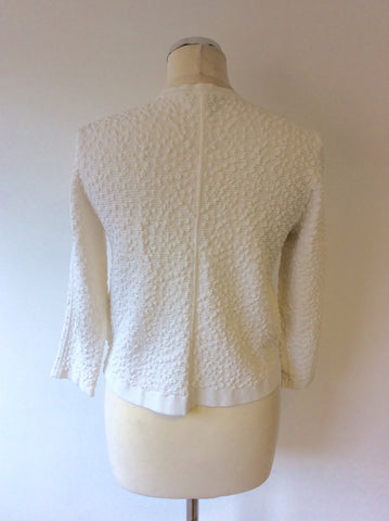 LK BENNETT WHITE SHYLA CRINKLE STYLE CARDIGAN SIZE M - Whispers Dress Agency - Womens Knitwear - 2