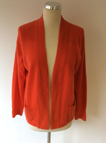 MARKS & SPENCER PURE CASHMERE FLAME/ORANGE CARDIGAN SIZE L - Whispers Dress Agency - Sold - 1