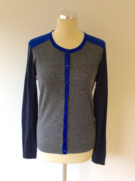 LK BENNETT 'DUSKY' GREY,BLACK & BLUE COLOUR BLOCK CARDIGAN SIZE 14 - Whispers Dress Agency - Sold - 1