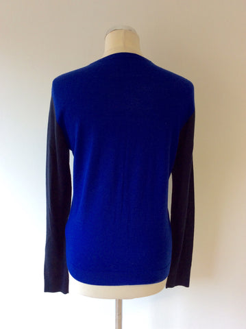 LK BENNETT 'DUSKY' GREY,BLACK & BLUE COLOUR BLOCK CARDIGAN SIZE 14 - Whispers Dress Agency - Sold - 3