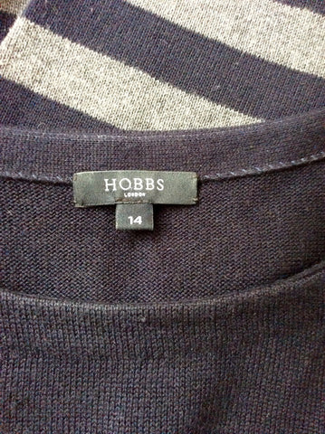 HOBBS BLACK,GREY & BLUE STRIPED JUMPER DRESS SIZE 14 - Whispers Dress Agency - Sold - 4