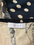 OUI MOMENTS BLUE & IVORY SPOT & TASSEL PRINT CARDIGAN SIZE 16 - Whispers Dress Agency - Sold - 3
