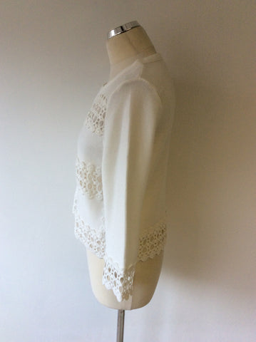 MINT VELVET WHITE COTTON CROCHETED TRIM SIZE 14 - Whispers Dress Agency - Sold - 2