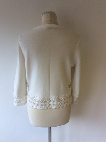 MINT VELVET WHITE COTTON CROCHETED TRIM SIZE 14 - Whispers Dress Agency - Sold - 3