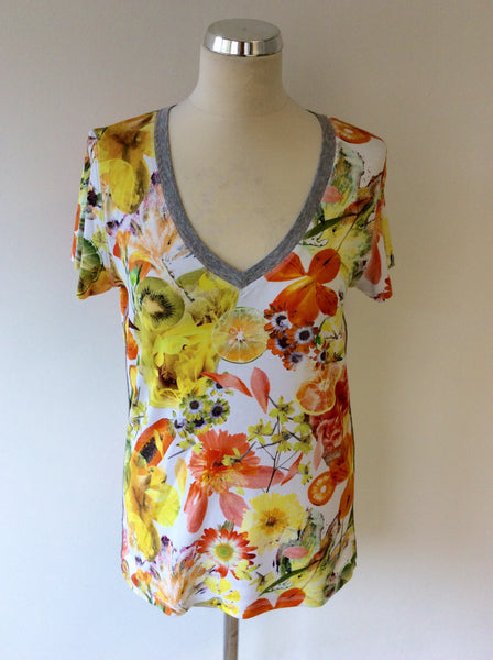 NEW MARCCAIN FLORAL & FRUIT PRINT SHORT SLEEVE T SHIRT SIZE N6 UK 14/16