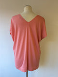 JAEGER SALMON PINK V NECK SILK & WOOL CAP SLEEVE JUMPER SIZE L - Whispers Dress Agency - Womens Knitwear - 2