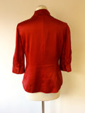 KAREN MILLEN RED SILK V NECK BLOUSE SIZE 14 - Whispers Dress Agency - Womens Tops - 2