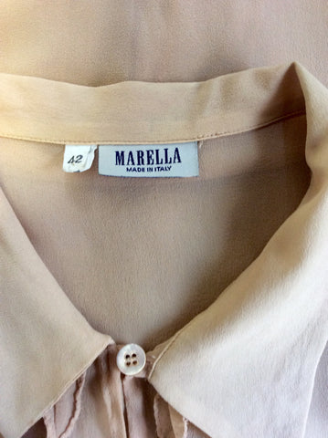 MARELLA APRICOT SILK FRILL TRIM SLEEVELESS BLOUSE SIZE 10 - Whispers Dress Agency - Womens Shirts & Blouses - 3