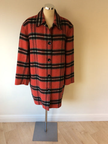 LIZ CLAIBOURNE RED CHECK WOOL BLEND COAT SIZE M - Whispers Dress Agency - Womens Coats & Jackets - 1