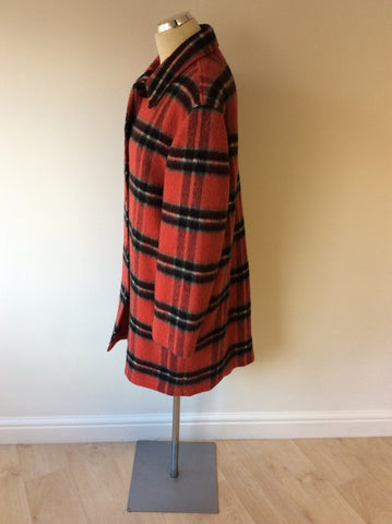 LIZ CLAIBOURNE RED CHECK WOOL BLEND COAT SIZE M - Whispers Dress Agency - Womens Coats & Jackets - 2