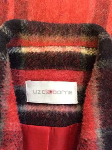 LIZ CLAIBOURNE RED CHECK WOOL BLEND COAT SIZE M - Whispers Dress Agency - Womens Coats & Jackets - 4