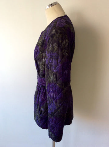 KLAUS STEILMANN PURPLE & GREEN FLORAL PRINT JACKET SIZE 36 UK 10 - Whispers Dress Agency - Womens Coats & Jackets - 3