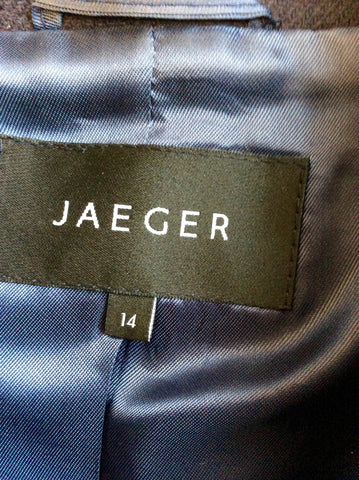 JAEGER DARK BLUE WOOL BLEND BOX JACKET SIZE 14 - Whispers Dress Agency - Sold - 4