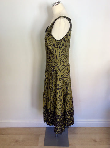 WHISTLES GREEN & BROWN PRINT SPECIAL OCCASION DRESS SIZE 10
