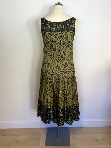 WHISTLES GREEN & BROWN PRINT SPECIAL OCCASION DRESS SIZE 10