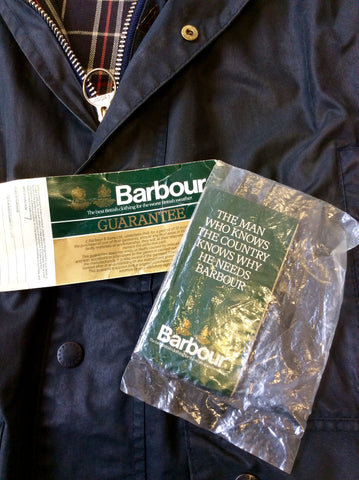 BARBOUR BLUE BORDER WAX JACKET SIZE 40" APPROX L - Whispers Dress Agency - Sold - 8