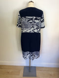JAEGER DARK BLUE SNAKESKIN PRINT SILK SHIFT DRESS SIZE 14