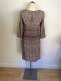 BRAND NEW LAURA ASHLEY PINK & BROWN PRINT TIE BELT DRESS SIZE 8