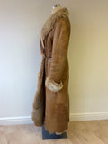 WALLACE SACKS TAN SHEEPSKIN LONG COAT SIZE 12 - Whispers Dress Agency - Sold - 5