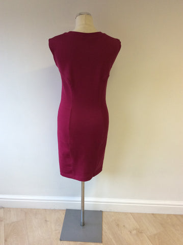 FRENCH CONNECTION RASPBERRY PINK STRETCH BODYCON DRESS SIZE 12