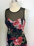KAREN MILLEN BLACK & RED FLORAL PRINT DRESS & BRAND NEW MATCHING CLUTCH BAG SIZE 14