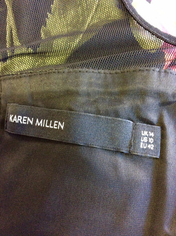 KAREN MILLEN BLACK & RED FLORAL PRINT DRESS & BRAND NEW MATCHING CLUTCH BAG SIZE 14