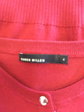 KAREN MILLEN BURGUNDY LACE TRIM SLEEVE CARDIGAN SIZE 4 UK 14