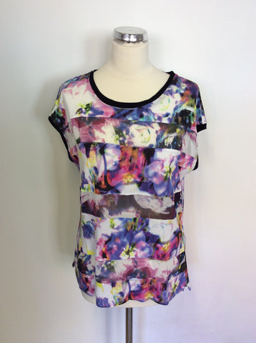 KAREN MILLEN MULTI COLOURED PRINT TOP & CARDIGAN SIZE 14