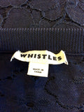 WHISTLES DARK BLUE LACE BACK JUMPER SIZE 14