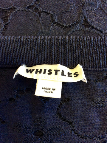 WHISTLES DARK BLUE LACE BACK JUMPER SIZE 14
