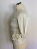 KAREN MILLEN WHITE SHORT SLEEVE CARDIGAN SIZE 3 UK 12/14