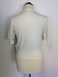 KAREN MILLEN WHITE SHORT SLEEVE CARDIGAN SIZE 3 UK 12/14