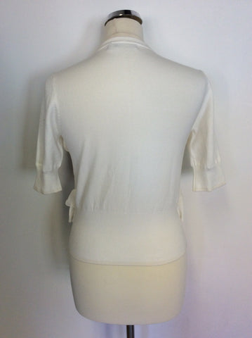 KAREN MILLEN WHITE SHORT SLEEVE CARDIGAN SIZE 3 UK 12/14