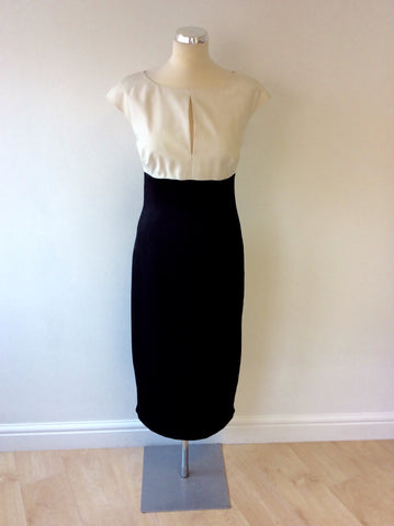 TED BAKER BLACK & IVORY PENCIL DRESS SIZE 4 UK 12 - Whispers Dress Agency - Sold - 1