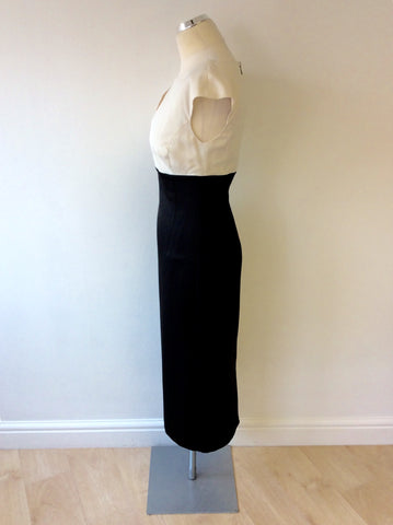 TED BAKER BLACK & IVORY PENCIL DRESS SIZE 4 UK 12 - Whispers Dress Agency - Sold - 3