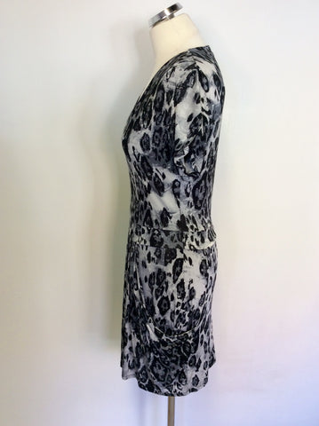 REISS 1971 BLACK & GREY ANIMAL PRINT DRESS SIZE M