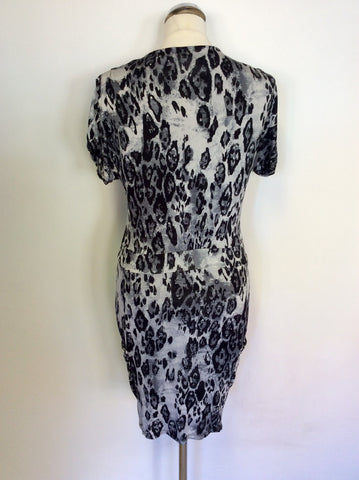 REISS 1971 BLACK & GREY ANIMAL PRINT DRESS SIZE M