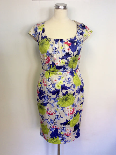 COAST MULTI COLOURED FLORAL PRINT PENCIL DRESS SIZE 12