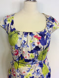 COAST MULTI COLOURED FLORAL PRINT PENCIL DRESS SIZE 12