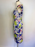 COAST MULTI COLOURED FLORAL PRINT PENCIL DRESS SIZE 12