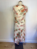 MONSOON IVORY FLORAL PRINT SILK TOP & SKIRT SIZE 10/14
