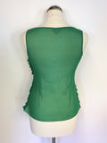 KAREN MILLEN GREEN SILK TIERED FRILL SILK TOP SIZE 10